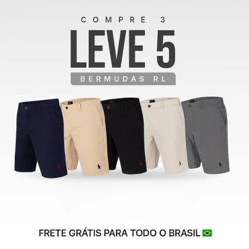 Kit 5 Unidades - Bermudas Masculina em Sarja RL - (OFERTA BLACK FRIDAY)